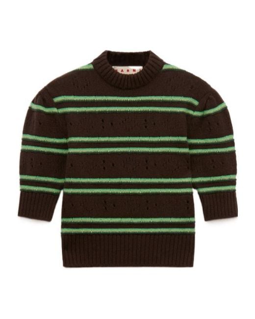 Marni Green Openwork Knit Sweater