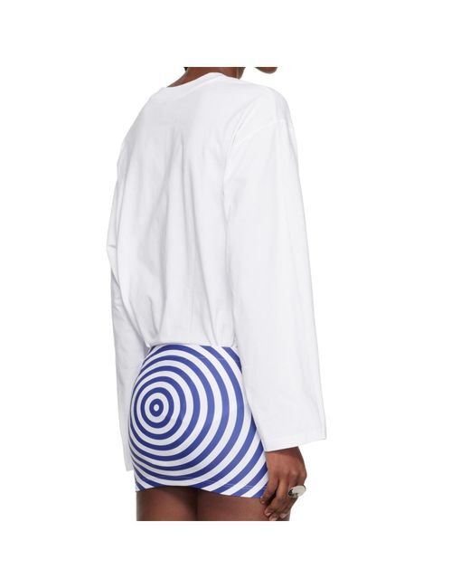 Jean Paul Gaultier White Mix Jersey Long Sleeves Bodysuit