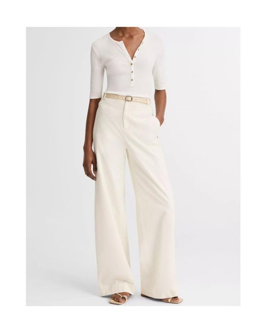 Vince White Ribbed Pima Cotton Elbow-Sleeve Henley