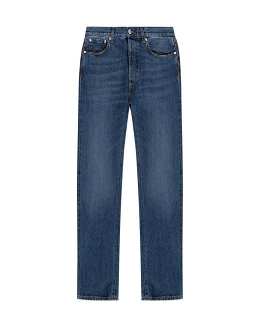 McQueen Blue Turn-Up Jeans for men