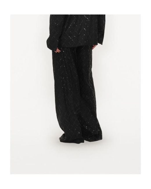 ROTATE BIRGER CHRISTENSEN Black Wide-Leg Sequined Pants