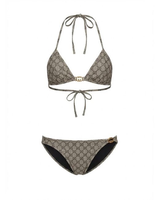 Gucci Gray Printed Gg Stretch Jersey Bikini