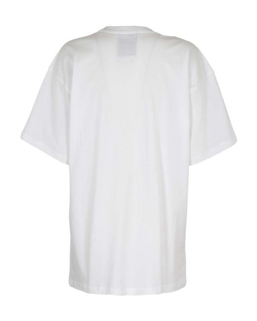 Moschino White Flocked-Teddy Logo T-Shirt