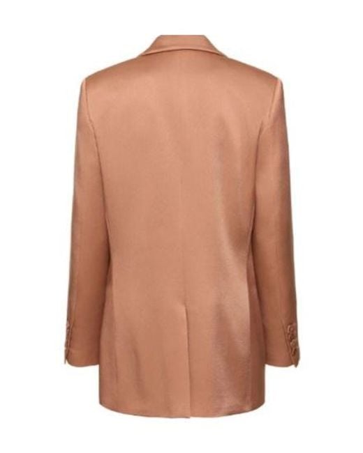 Alberta Ferretti Brown Single-Breasted Satin Tailored Blazer