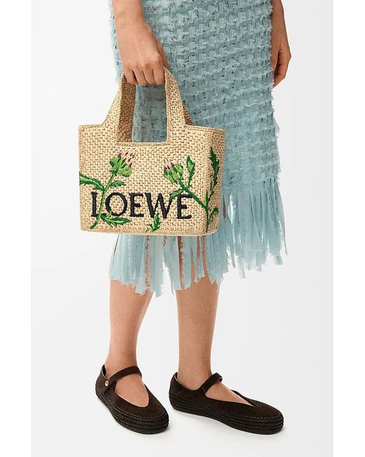 Loewe Green Font Embroidered Open Top Bag