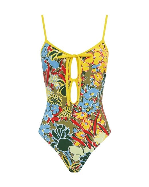 ALÉMAIS Yellow Lace-Up One-Piece Swimsuit