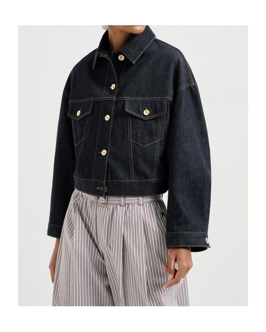 Brunello Cucinelli Blue Long-Sleeved Denim Jacket