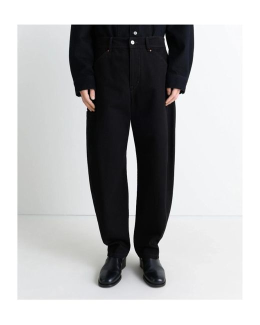Lemaire Black Twisted Tapered-Leg Trousers for men