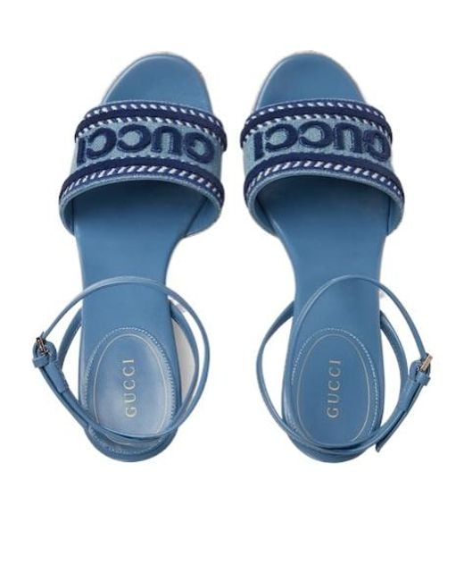 Gucci Blue Platform Espadrille