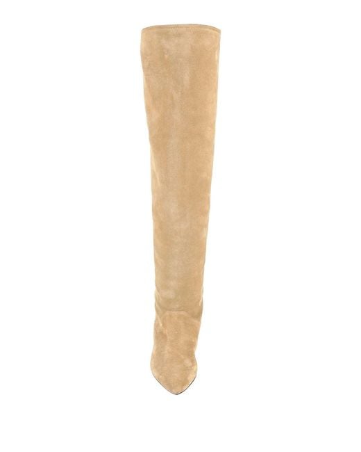 Isabel Marant White Solid Pointed-Toe Flat Leather Boots