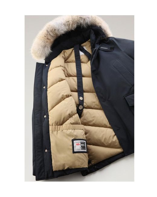 Woolrich Blue Arctic Anorak Hooded Jacket for men