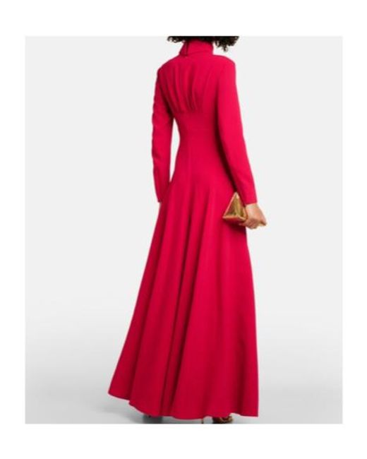 Emilia Wickstead Red Oakley Pleated Crepe Maxi Dress