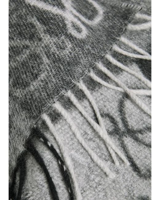 Loewe Gray Anagram-Intarsia Wool And Cashmere-Blend Scarf for men
