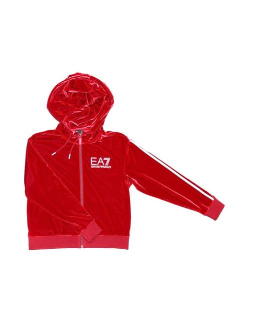 Emporio Armani Red Zipper Hooded Casual Jacket