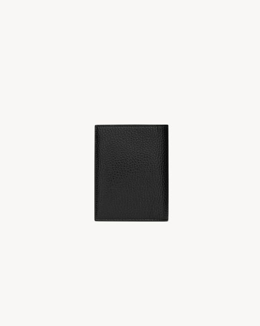 Saint Laurent Black Tiny Cassandre Credit Card Wallet for men