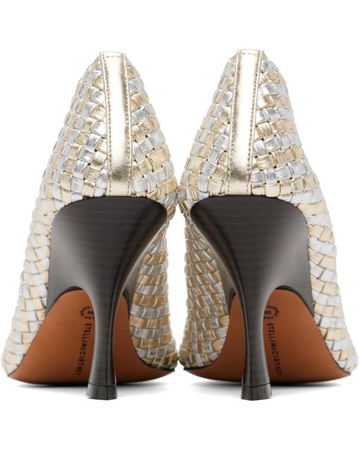 Stella McCartney White Elsa Woven Metallic High Heels