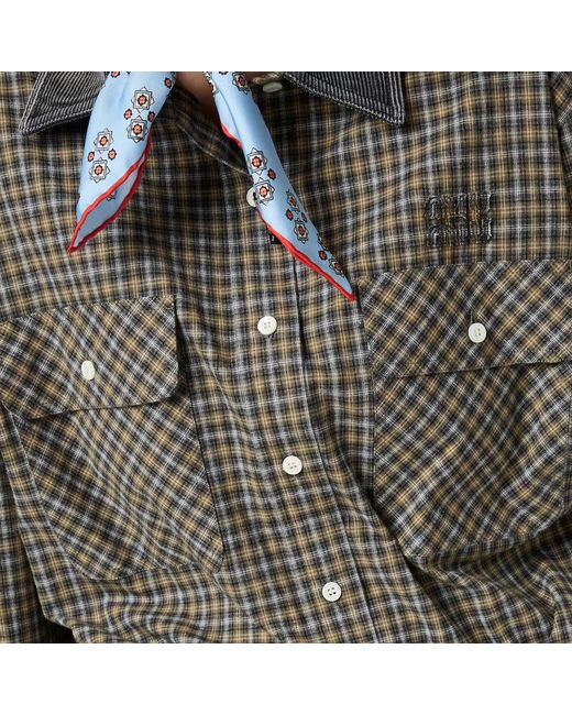 Miu Miu Gray Checked Flannel Shirt
