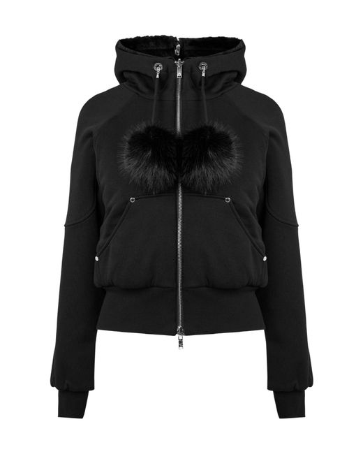 Moose Knuckles Black Cropped Zipup Hoodie