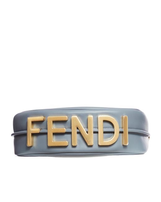 Fendi Blue Graphy Zipped Shoulder Bag