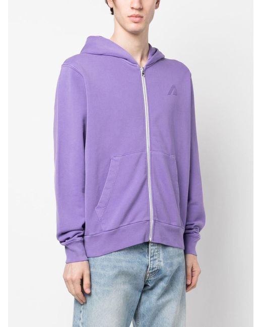 Autry Purple Logo-Patch Zipped Hoodie for men