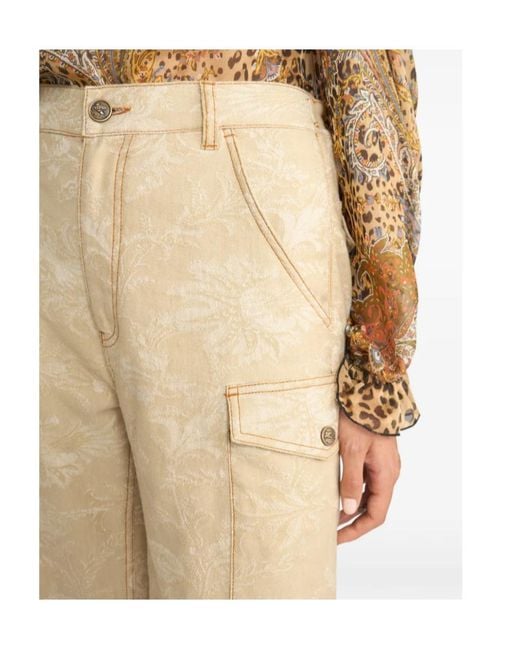 Etro Natural Floral Jacquard Straight-Leg Jeans