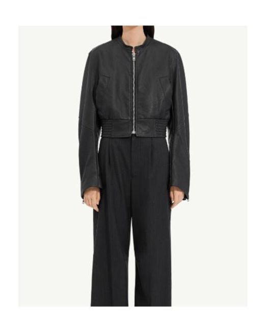 MM6 by Maison Margiela Black Cropped Bomber Jacket