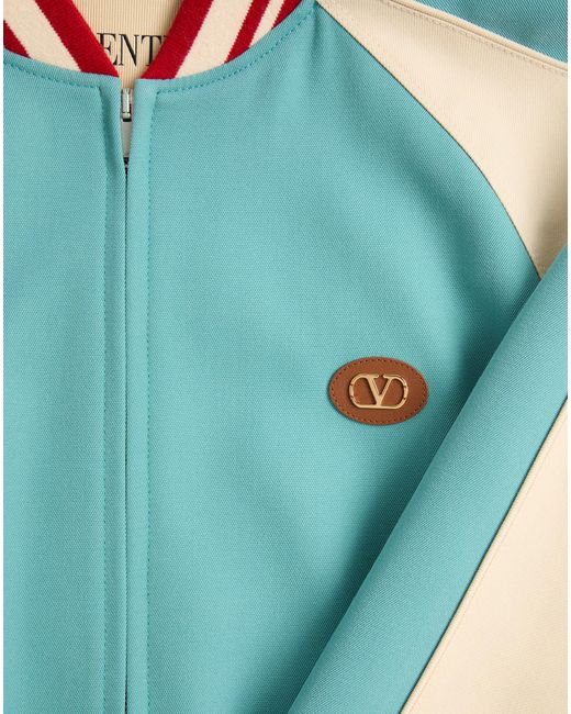 Valentino Blue Vlogo Patch Zip-Up Jacket for men
