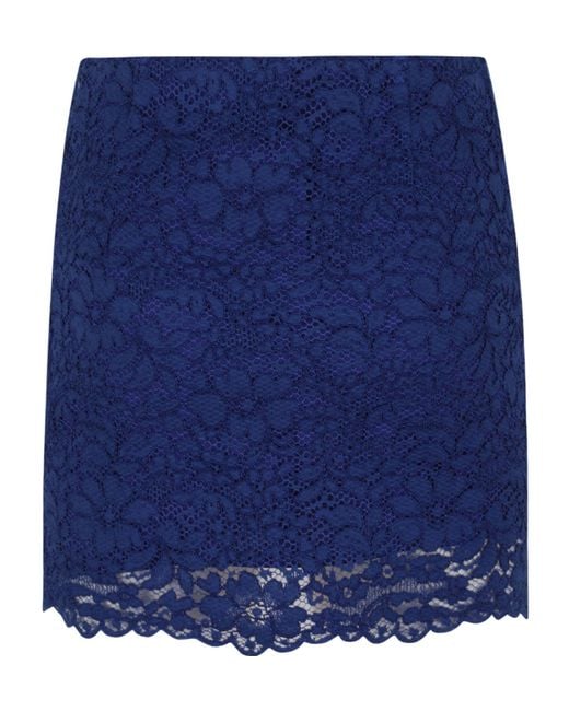 Gianluca Capannolo Blue Floral Lace Mini Skirt