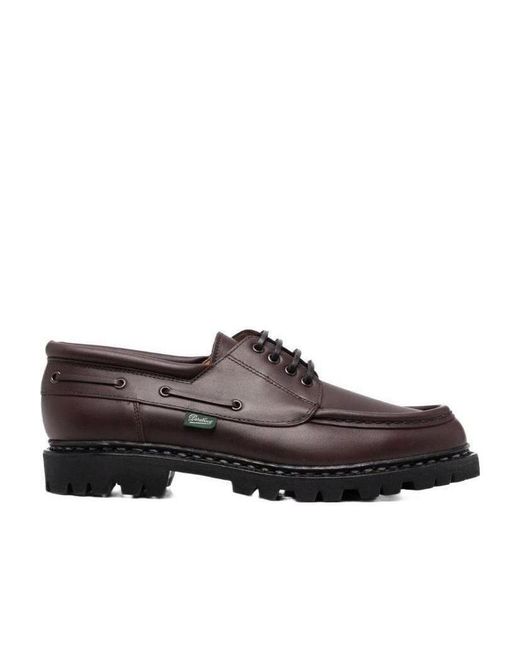 Paraboot Brown Lace Up Leather Derby Shoes for men