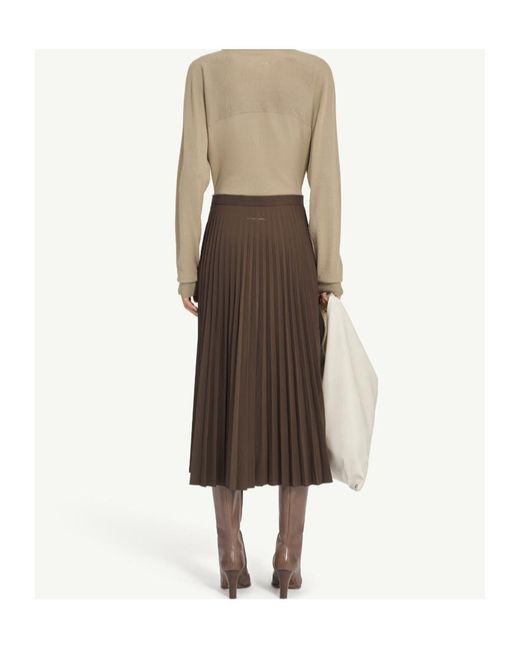 MM6 by Maison Margiela Brown Pleated Midi Skirt
