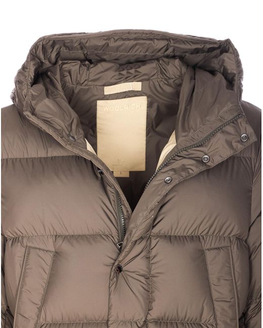 Woolrich Brown Long Sleeved Hooded Down Jacket for men