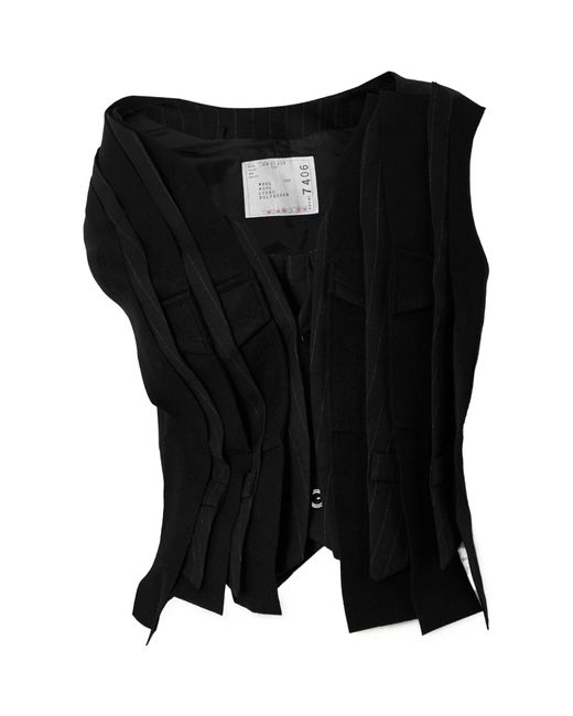 Sacai Black Patchwork Waistcoat