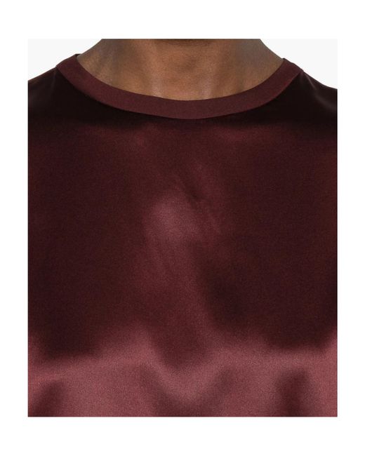 Brunello Cucinelli Red Satin Cap-Sleeve Top