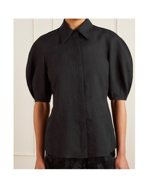 Gabriela Hearst Black Sansi Linen Shirt