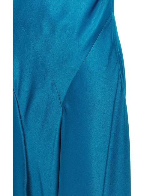 Alberta Ferretti Blue Cut Out Cocktail Satin Dress