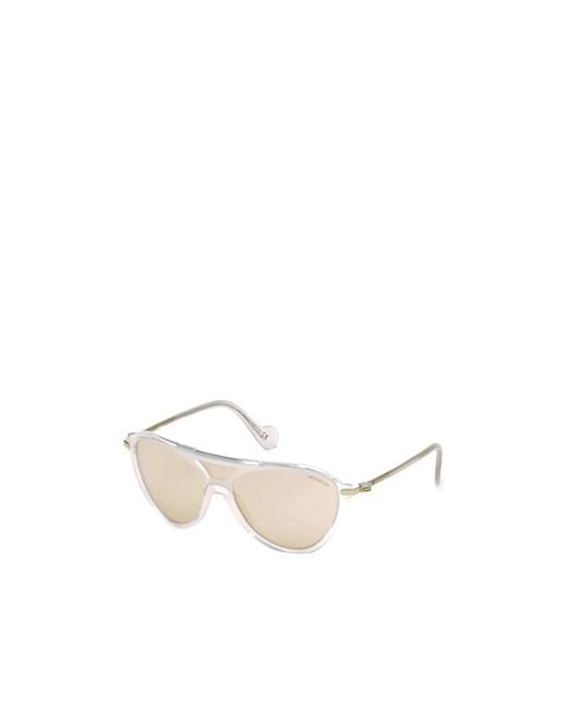 Moncler White Eyewear Pilot Frame Sunglasses for men