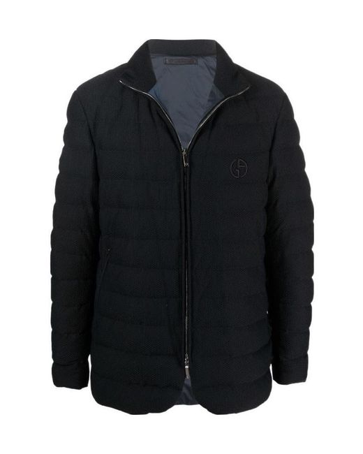 Giorgio Armani Black Padded Zip-Up Down Jacket for men