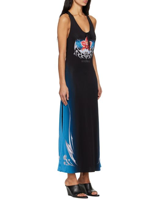 Casablanca Blue Sleeveless Fitted Midi Dress