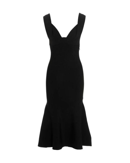 Roland Mouret Black Stretch Knit Midi Gown
