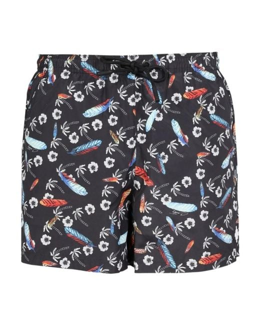 Marcelo Burlon Blue County Of Milan Drawstring Swim Shorts for men