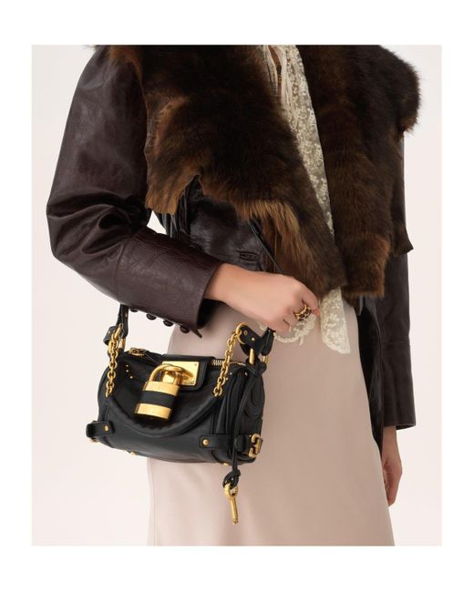 Chloé Black Chloé Paddington Padlock Detailed Small Shoulder Bag
