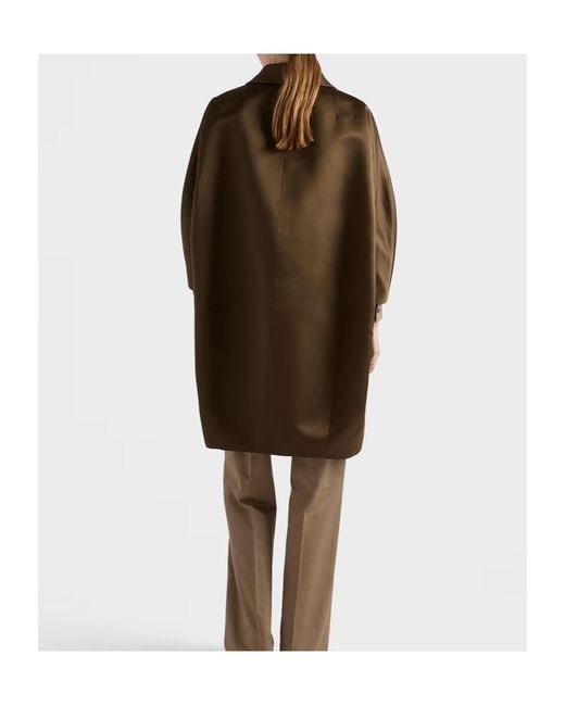 Prada Brown Single-Breasted Double Satin Coat