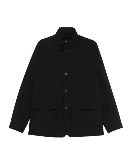 Herno Black Button-Fastening Stand-Collar Jacket for men