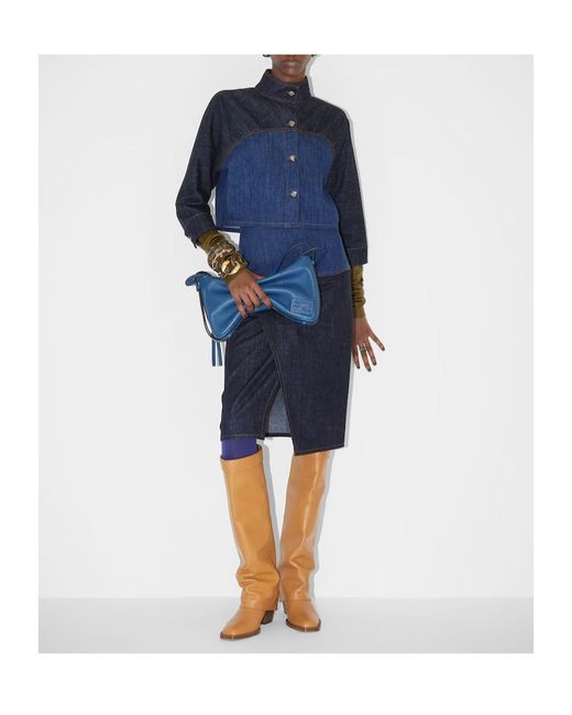 Fendi Blue Panelled Cropped Denim Jacket