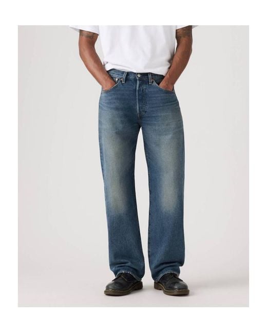 Levi's Blue 501 Logo Patch Loose-Fit Jeans for men