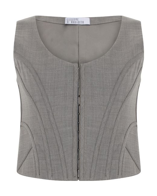 GIUSEPPE DI MORABITO Gray Hook-Front Bustier Top
