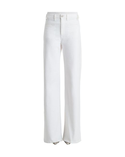 Khaite White Logo Patch Wide-Leg Jeans
