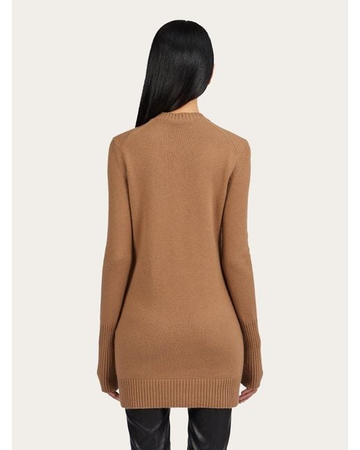 Ferragamo Brown Ferragamo Crewneck Mini Dress