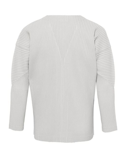Homme Plissé Issey Miyake White Plissé-Effect Cardigan for men