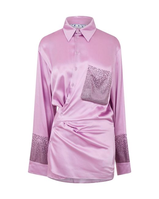 Off-White c/o Virgil Abloh Purple Duchesse Twist-Front Mini Dress